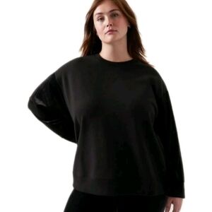 ATHLETA Retroplush Velvet Crewneck Sweatshirt In Black Size 2X